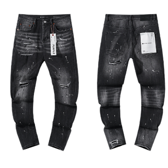 Black Washed Slim Denim Jeans with Paint Splatter and Multi-Rip Distressing